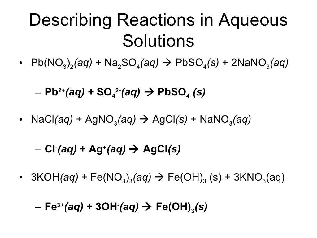 Chapter 8 Reactions in Aqueous Solution