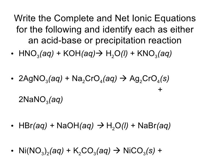 How to write precipitation reactions