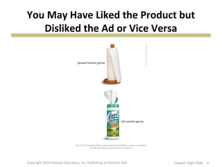 You May Have Liked the Product but
Disliked the Ad or Vice Versa
4Copyright 2010 Pearson Education, Inc. Publishing as Prentice Hall Chapter Eight Slide
 