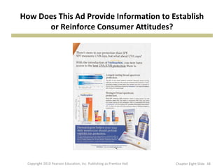 How Does This Ad Provide Information to Establish
or Reinforce Consumer Attitudes?
44Copyright 2010 Pearson Education, Inc. Publishing as Prentice Hall Chapter Eight Slide
 
