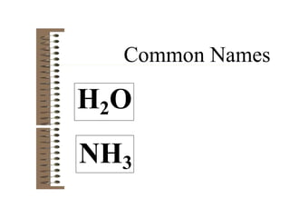 H2O
NH3
Common Names
 