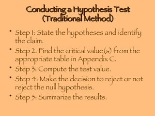 Chapter 8 – Hypothesis Testing | PPT