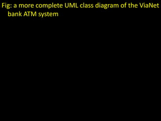 Fig: a more complete UML class diagram of the ViaNet
bank ATM system
 