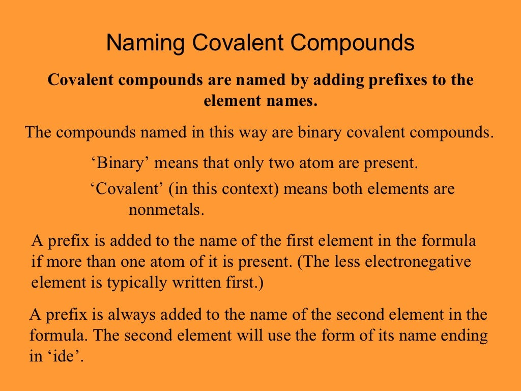 Chemical Names And Formulas