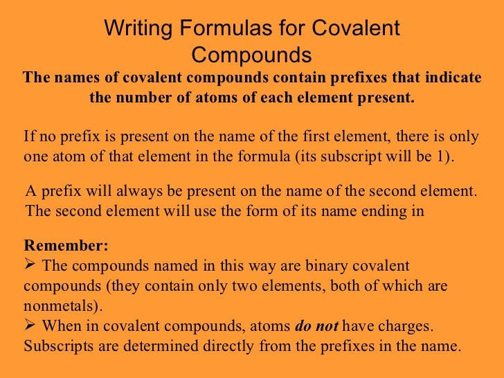 How to write covalent bond formulas