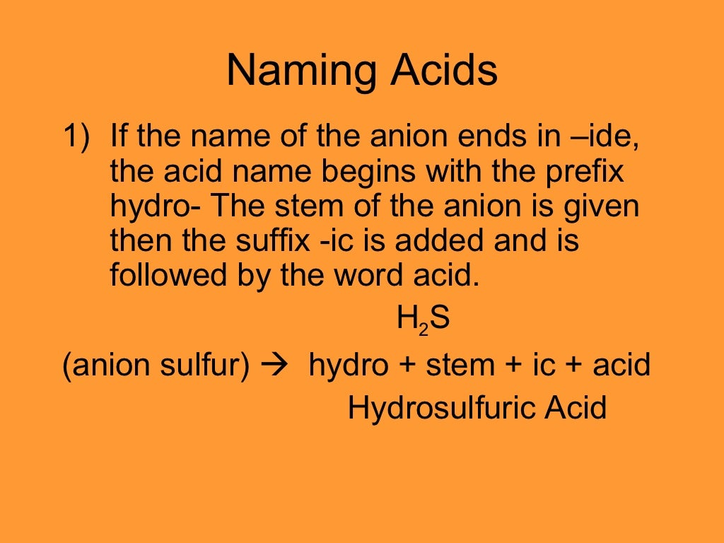 Chemical Names And Formulas