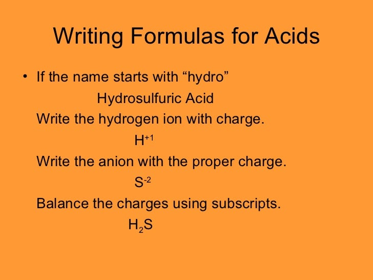 Chemical Names And Formulas