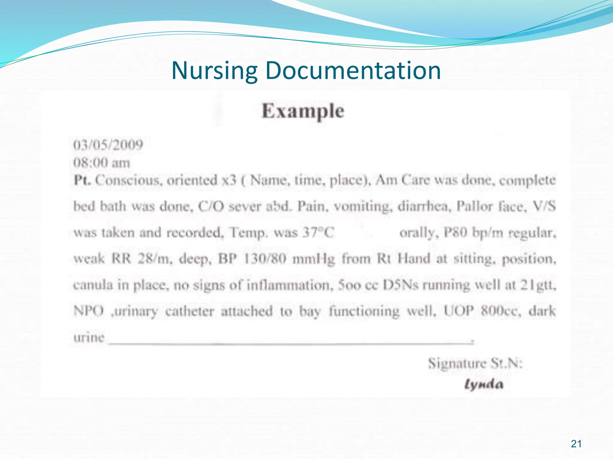 21
Nursing Documentation
 