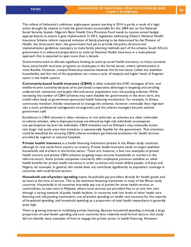 chapter system 1 enrollment Health Family Universal Coverage Planning and of Financing