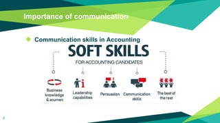 Importance of communication
◆ Communication skills in Accounting
8
 