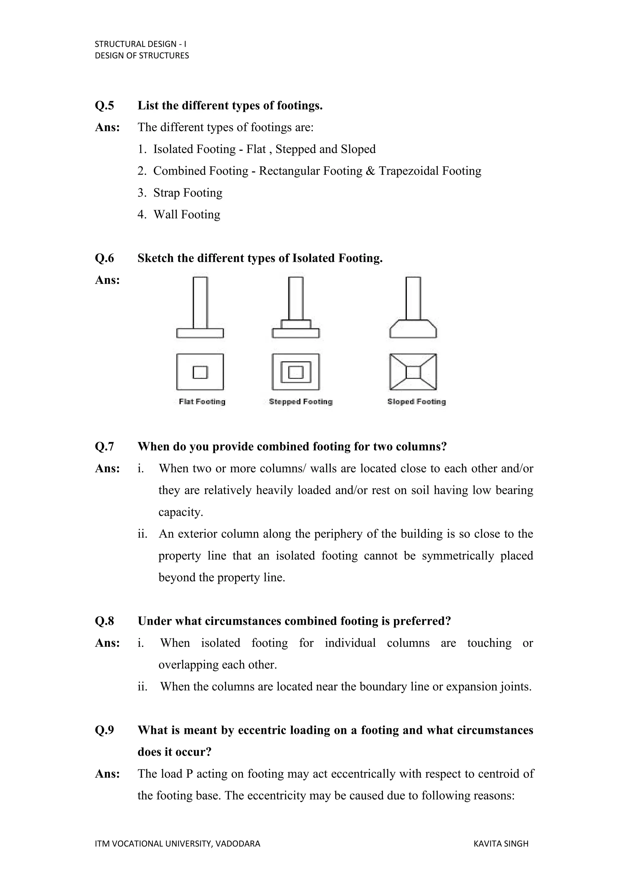 Chapter 7 DESIGN OF FOOTING | PDF