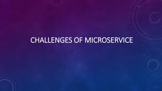 CHALLENGES OF MICROSERVICE
 