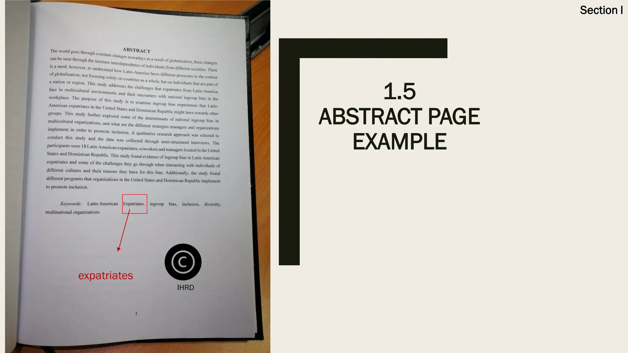 1.5
ABSTRACT PAGE
EXAMPLE
Section I
IHRD
expatriates
 