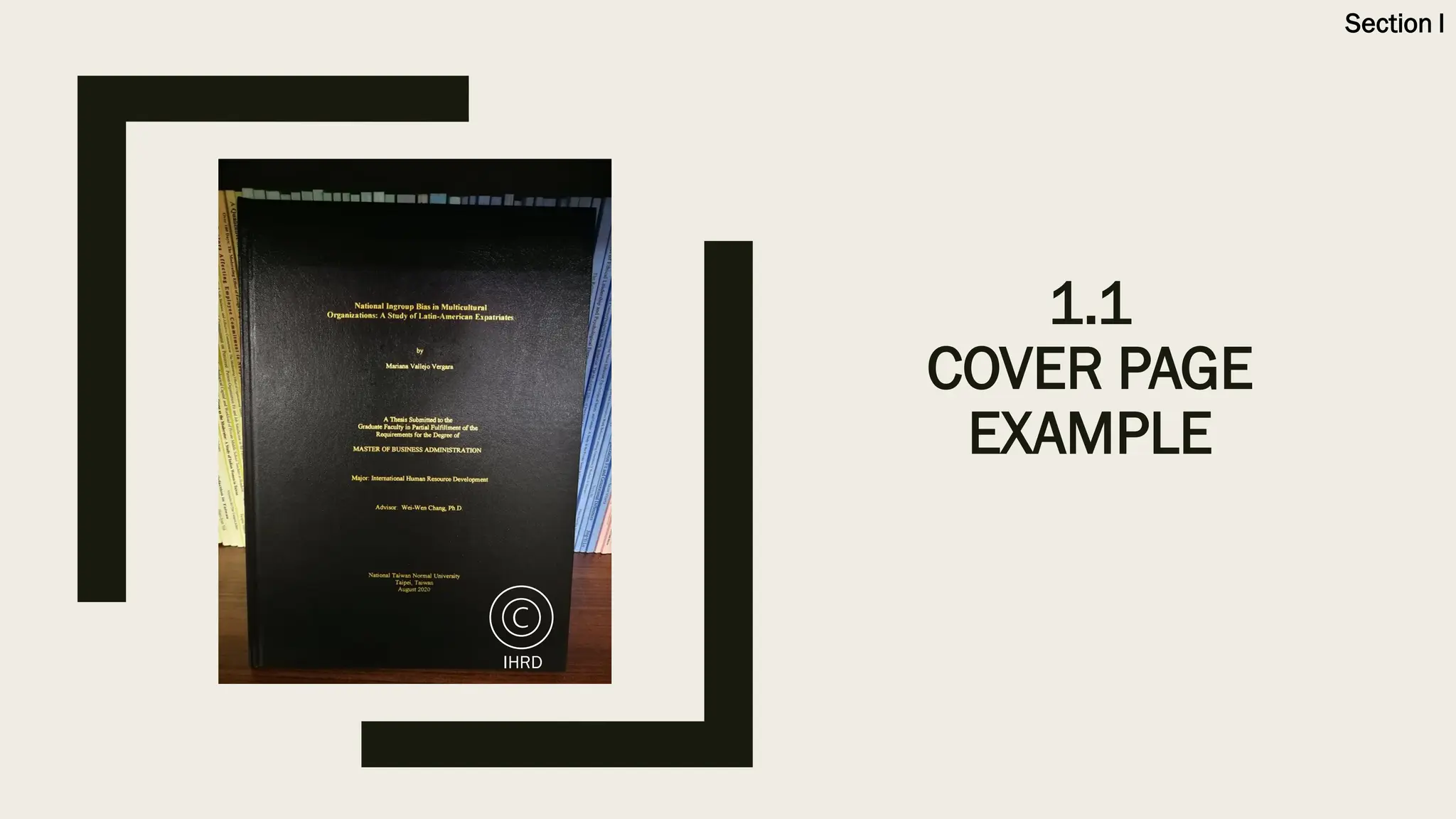 1.1
COVER PAGE
EXAMPLE
IHRD
Section I
 