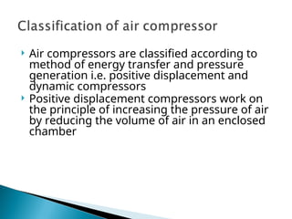 air compressor types methods, working principle and applications | PPT