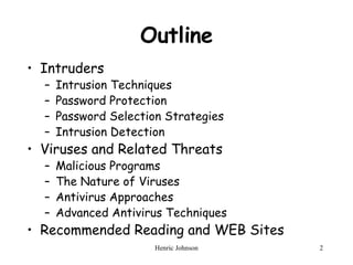 Intruders and Viruses in Network Security NS9 | PPT