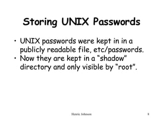 Unix Password Overview Intruders and Viruses in Network Security NS9 | PPT