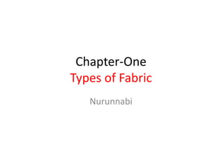 Chapter-One
Types of Fabric
Nurunnabi
 
