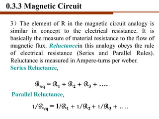 3）The element of R in the magnetic circuit analogy is
similar in concept to the electrical resistance. It is
basically the...