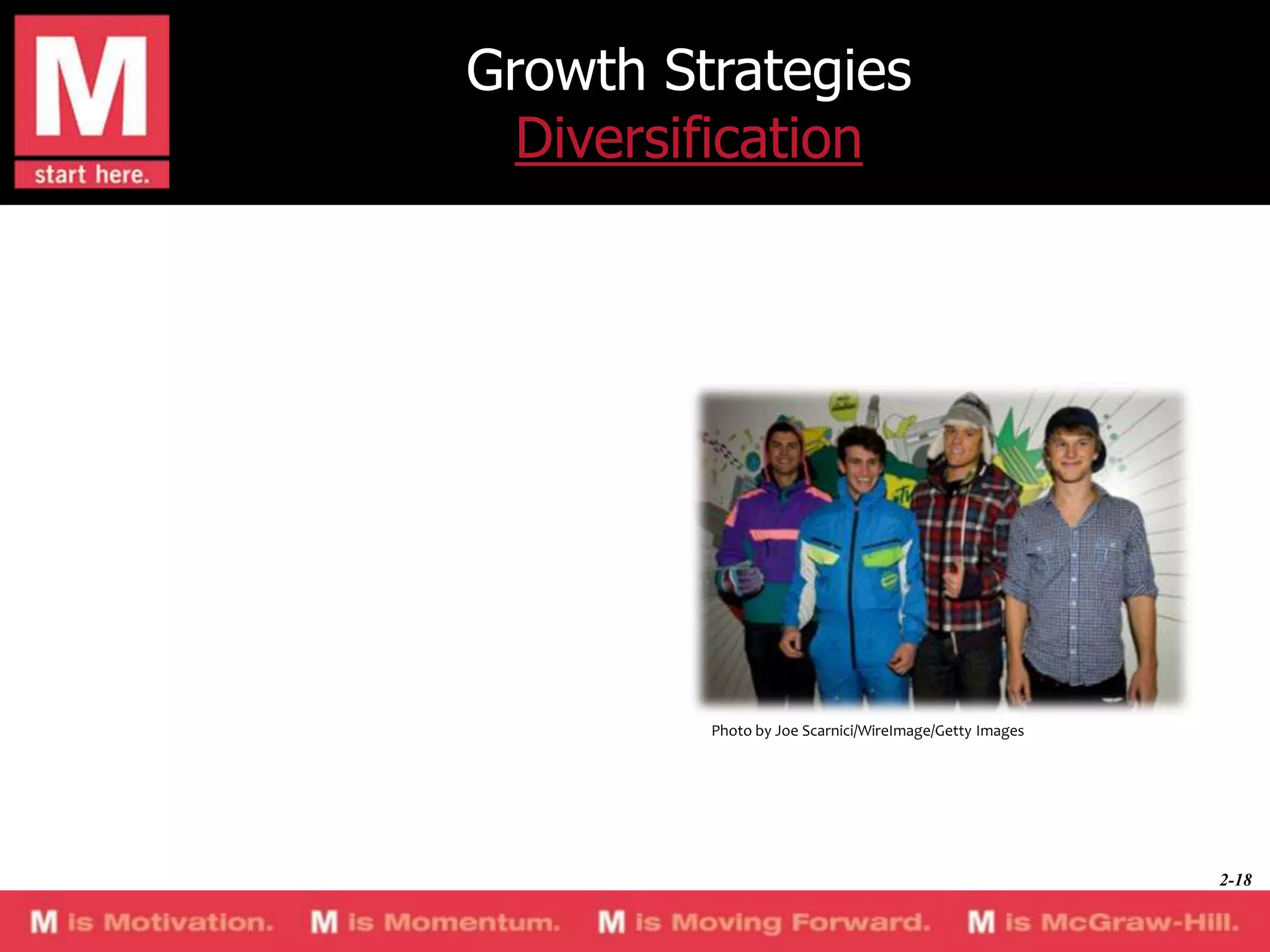 Growth Strategies
Diversification

Photo by Joe Scarnici/WireImage/Getty Images

2-18

 