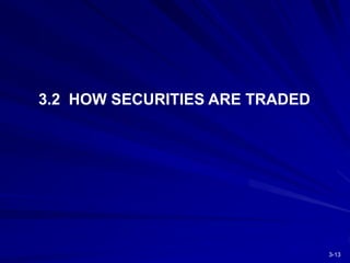 3-13
3.2 HOW SECURITIES ARE TRADED
 