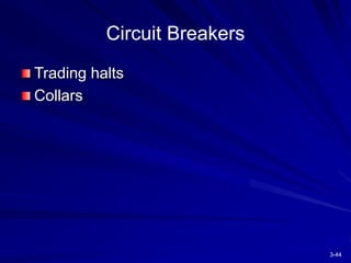 3-44
Circuit Breakers
Trading halts
Collars
 