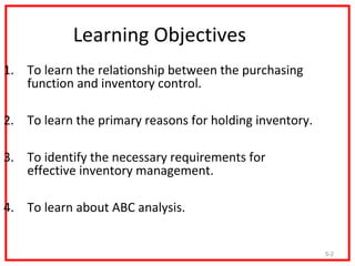 what are the primary reasons for holding inventory