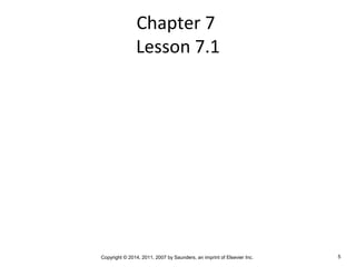 Copyright © 2014, 2011, 2007 by Saunders, an imprint of Elsevier Inc. 5
Chapter 7
Lesson 7.1
 