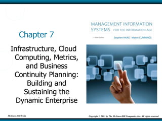 McGraw-Hill/Irwin Copyright © 2013 by The McGraw-Hill Companies, Inc. All rights reserved.
Chapter 7
Infrastructure, Cloud
Computing, Metrics,
and Business
Continuity Planning:
Building and
Sustaining the
Dynamic Enterprise
 