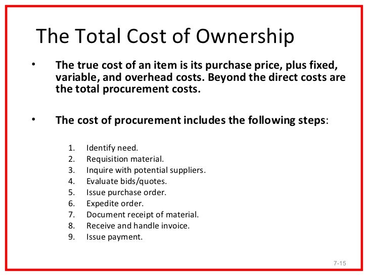 Cost control and procurement