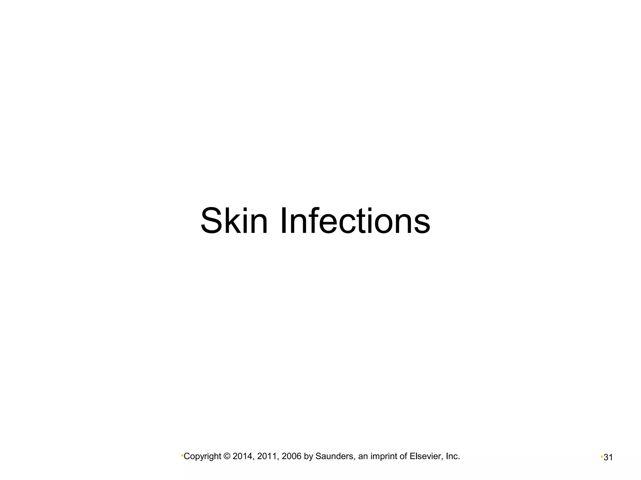 Skin Infections 
•Copyright © 2014, 2011, 2006 by Saunders, an imprint of Elsevier, Inc. •31 
 