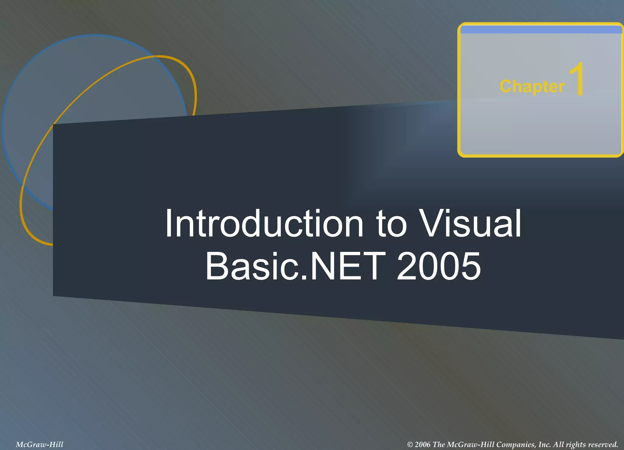 Introduction to Visual Basic.NET 2005 Chapter 1 McGraw-Hill © 2006 The McGraw-Hill Companies, Inc. All rights reserved. 