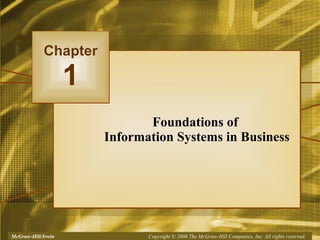 Foundations of  Information Systems in Business Chapter 1 