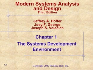 Chapter 1  The Systems Development Environment 1.1 Modern Systems Analysis and Design Third Edition   Jeffrey A. Hoffer  Joey F. George Joseph S. Valacich 