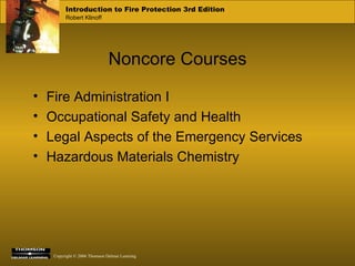 Noncore Courses Fire Administration I Occupational Safety and Health Legal Aspects of the Emergency Services Hazardous Materials Chemistry 
