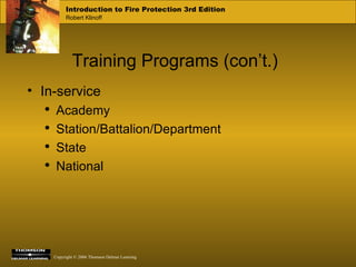 Training Programs (con’t.)   In-service Academy Station/Battalion/Department State  National 