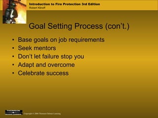 Base goals on job requirements Seek mentors Don’t let failure stop you Adapt and overcome Celebrate success Goal Setting Process (con’t.) 