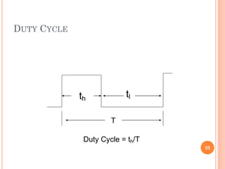 DUTY CYCLE
53
th
tl
T
Duty Cycle = th/T
 
