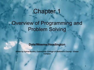 1
Chapter 1
Overview of Programming and
Problem Solving
Dale/Weems/Headington
Slides by Sylvia Sorkin, Community College of Baltimore County - Essex
Campus
 