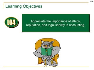1-54
Learning Objectives
Appreciate the importance of ethics,
reputation, and legal liability in accounting.
 