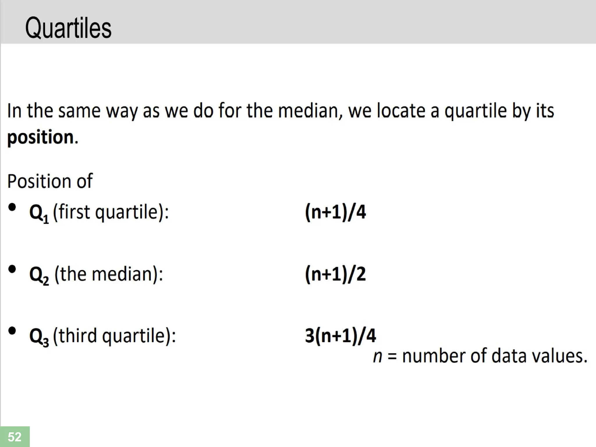 Quartiles
52
 
