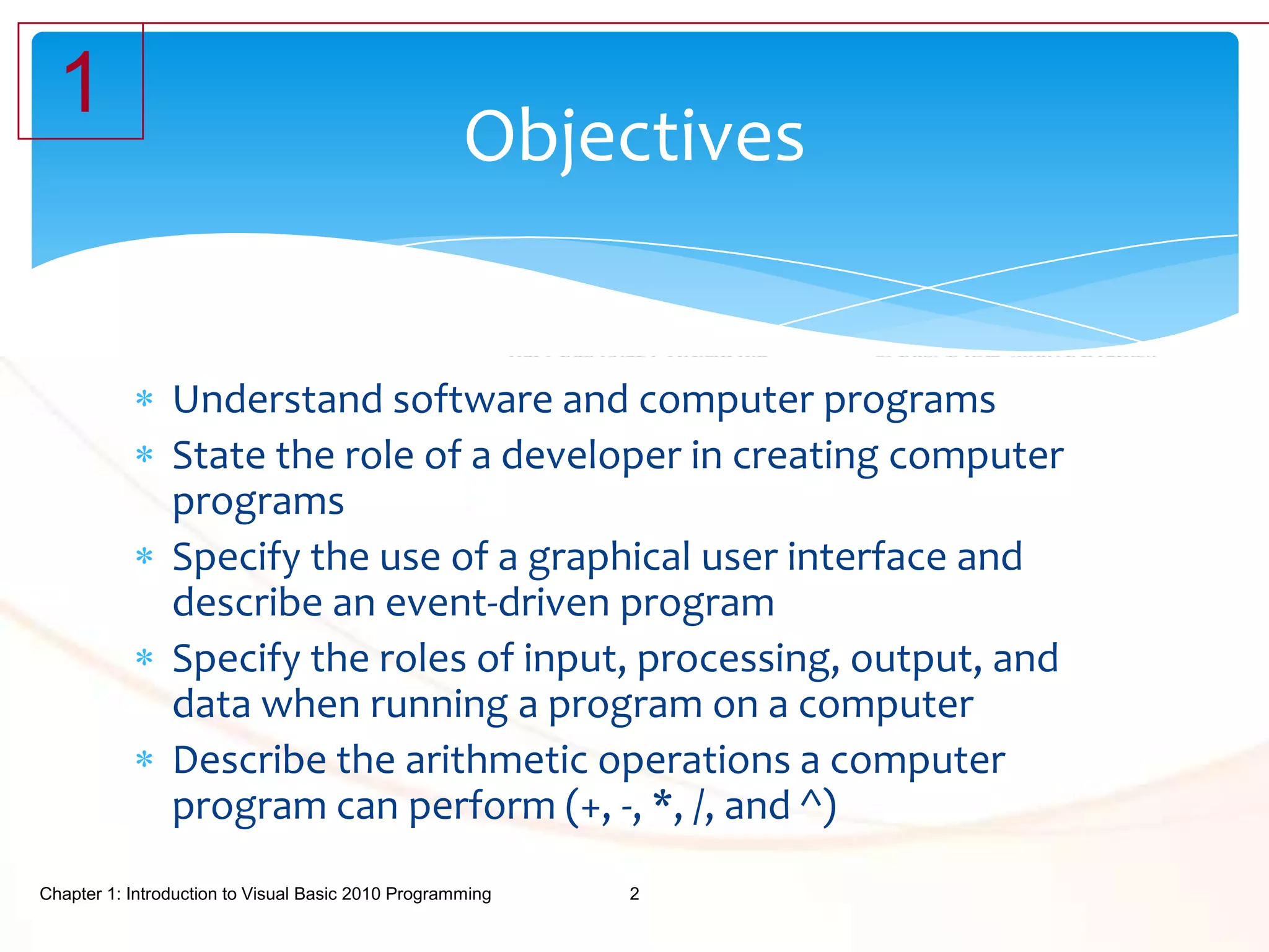 Chapter 1 — Introduction to Visual Basic 2010 Programming | PPTX