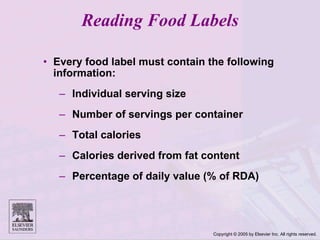 Food labels contain which of the following information
