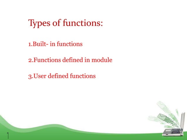 CHAPTER 01 FUNCTION in python class 12th.pptx | Web Development | Internet