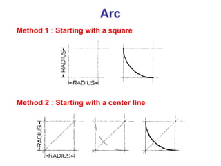 Arc
Method 1 : Starting with a square
Method 2 : Starting with a center line
 