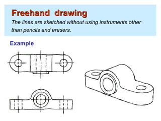 Freehand drawingFreehand drawing
The lines are sketched without using instruments other
than pencils and erasers.
Example
 