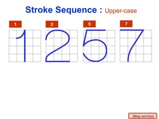 5 7
Stroke Sequence : Upper-case
1 2
Skip section
 