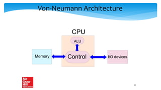 Von-Neumann Architecture
CPU
Control
ALU
Memory I/O devices
42
 
