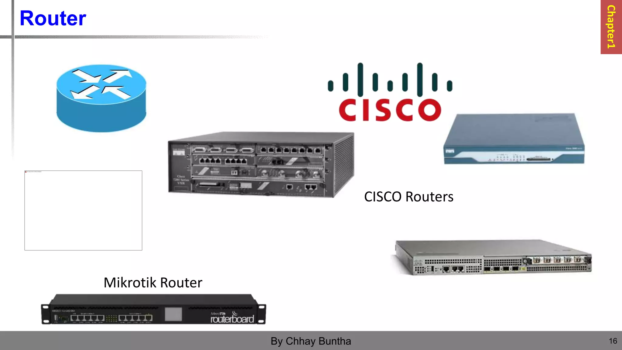 Router
16
By Chhay Buntha
Chapter1
CISCO Routers
Mikrotik Router
 