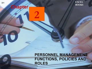 PERSONNEL MANAGEMENT: FUNCTIONS, POLICIES AND ROLES Chapter EXCEL BOOKS 2-1 2 